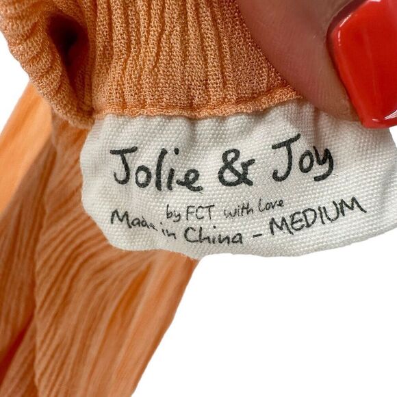 Jolie & Joy Dress Orange Smocked Midi Length Tiered Ladder Back Boho M Sundress - Picture 6 of 7